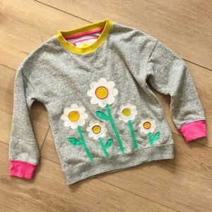Mini Boden Grey Kids Flower Sweatshirt Sz 7-8Y